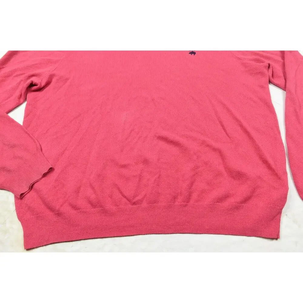 Brooks Brothers 346 Sweater Mens XL Pink Long Sleeve V-Neck Linen Cotton